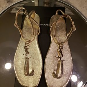 Saint Laurent Gold Sandals